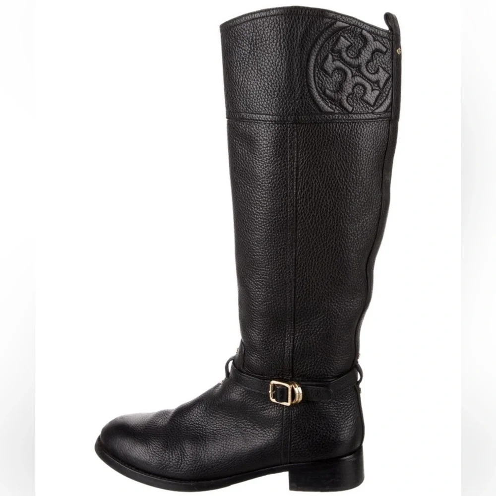 Tory Burch Black Leather Riding Boots knee high boots